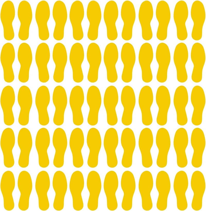 LiteMark Floor Vinyl Decals Footprint Stickers – line up Stickers for Classroom Floor, Offices, Dance, Events – Durable Gloss Finish Spot Markers, Yellow, 9 Inch, Pack of 60 Pcs (30 Pairs) - Image 1